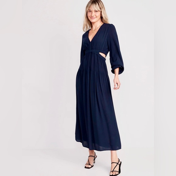 Old Navy | Dresses | Nwt Navy Waistdefined Crepe Sidecutout Maxi Dress ...